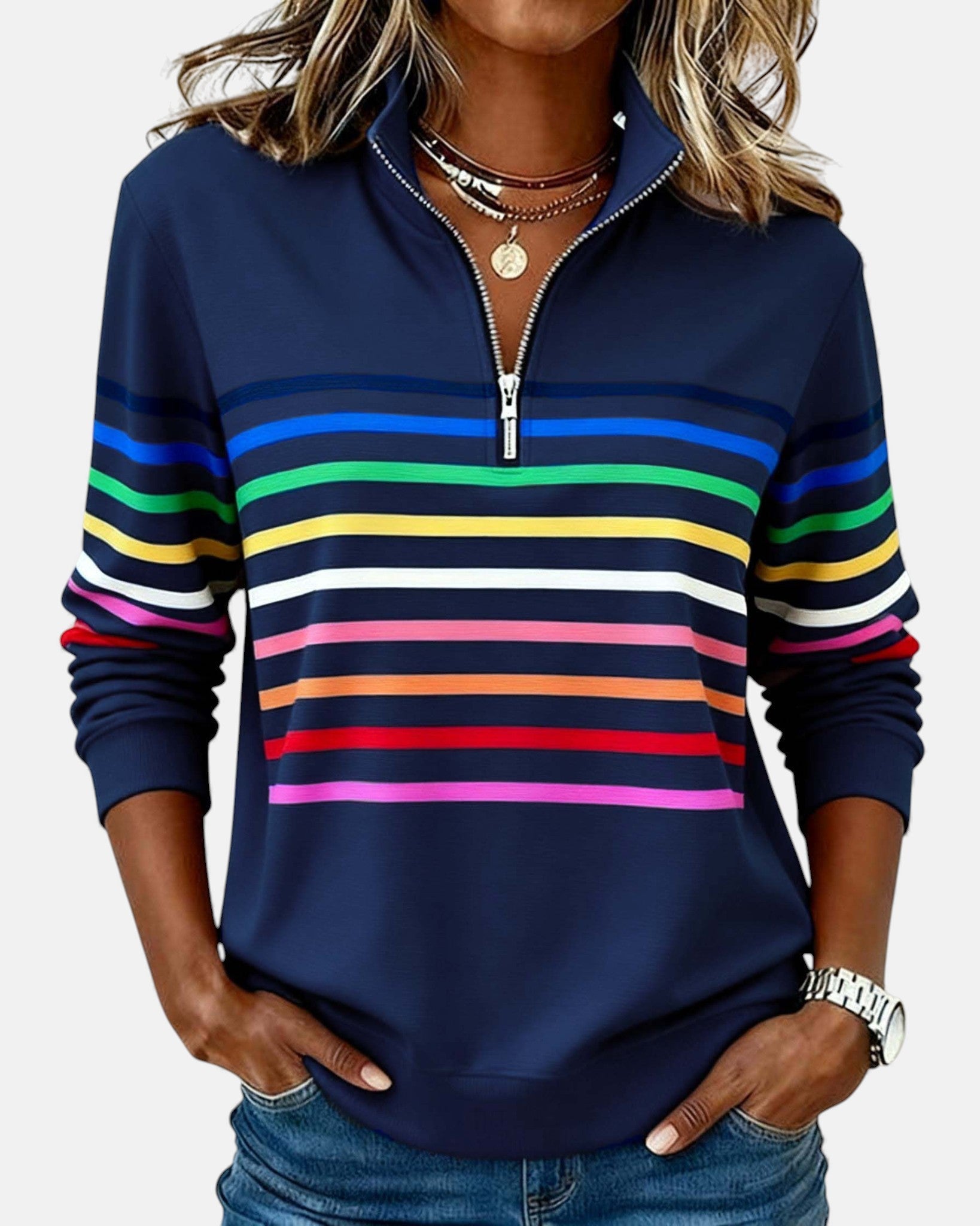 Vienna | Rainbow Half-Zip Sweatshirt