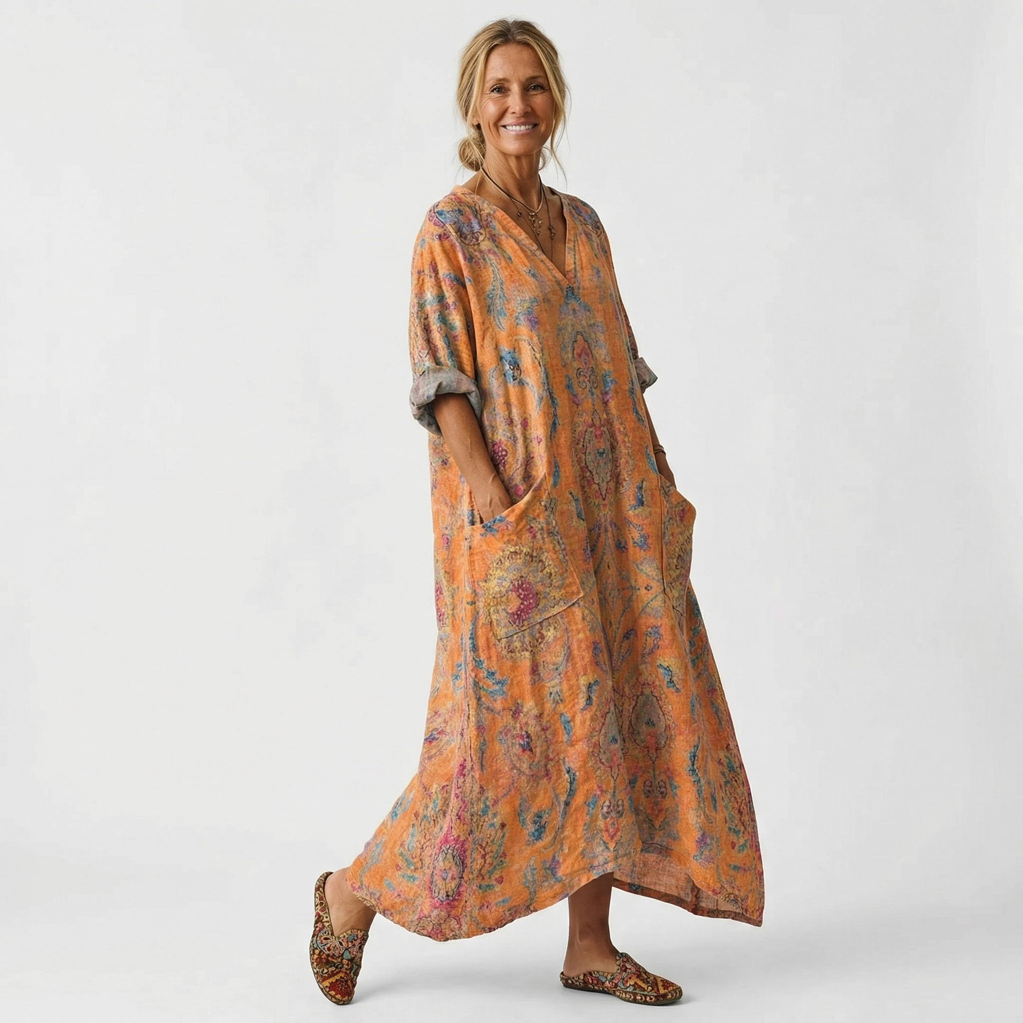 Elena | Flowing Artisan Maxi Dress